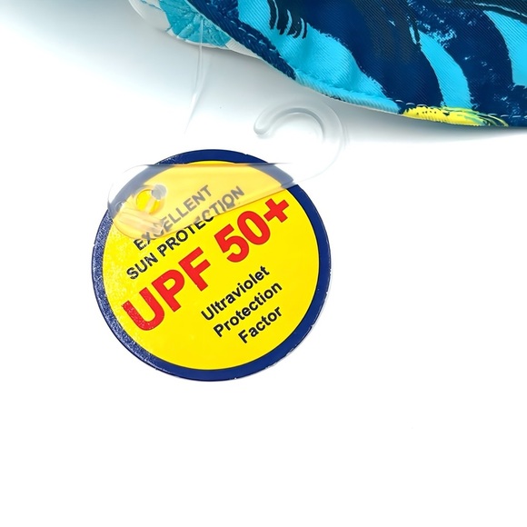 Tucker + Tate Baby Reversible Swim Hat UPF 50+ Strap 0-12M Blue & White Striped - Picture 5 of 6